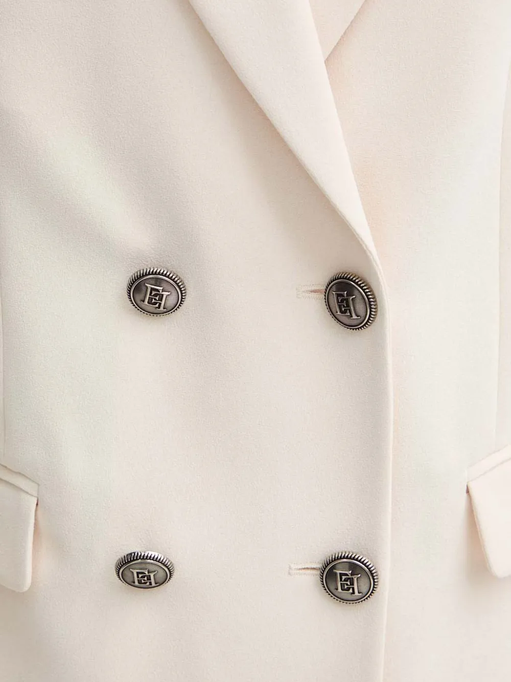 Elisabetta Franchi Double-breasted Crepe Blazer In Neutral