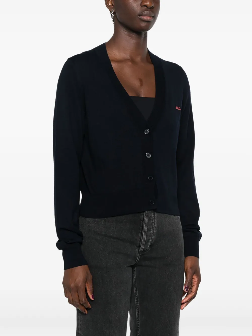 Affordable A.P.C. Berenice logo-embroidered cardigan Women