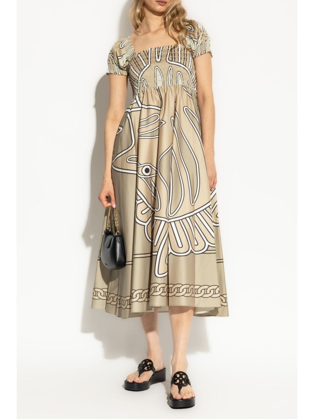 Shop Tory Burch Abstract-print Dress In Green