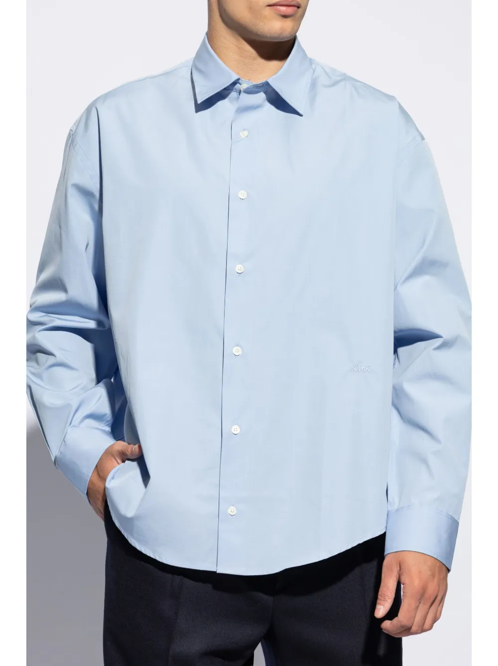 AMI Paris Overhemd met geborduurd logo Blauw