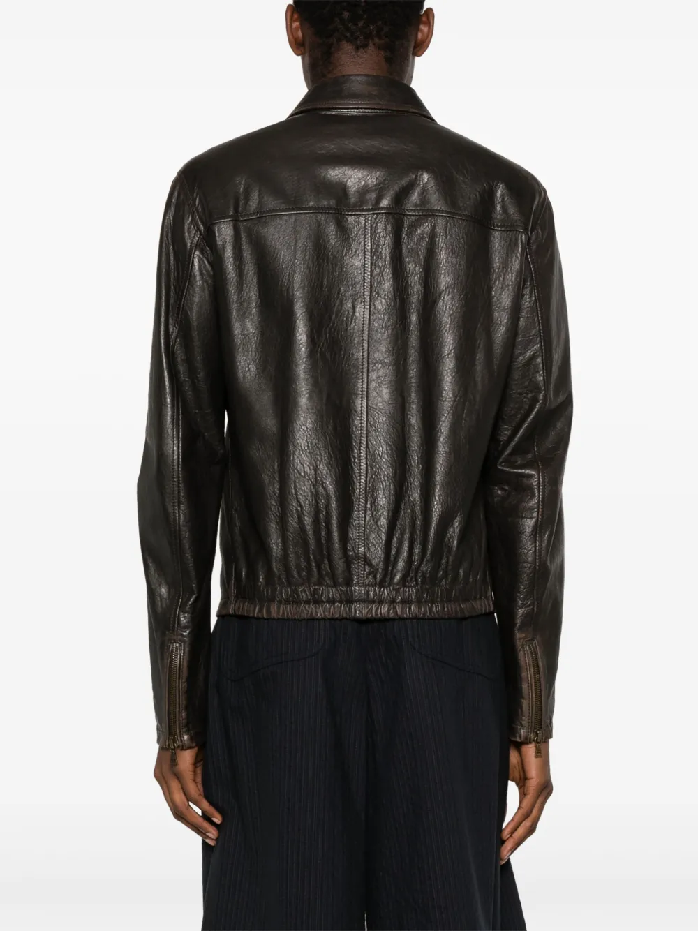 Prada Leren shirtjack Bruin