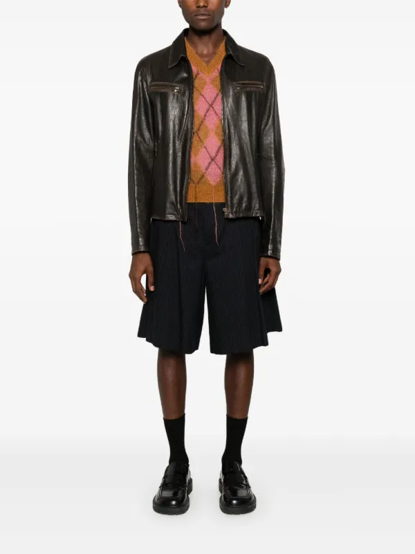 Prada レザーシャツジャケット | ブラウン | FARFETCH JP