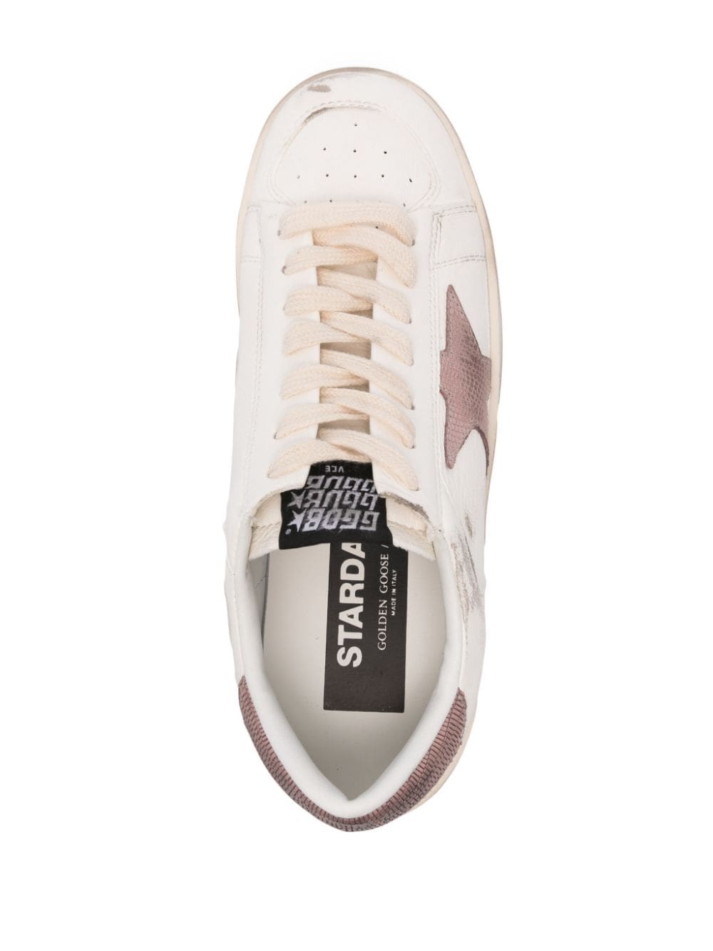 Shop Golden Goose Stardan Leather Sneakers In White