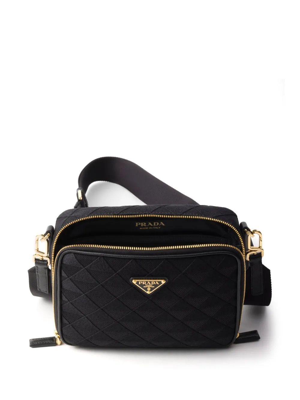 Prada Brique messengertas met driehoekig patroon Zwart