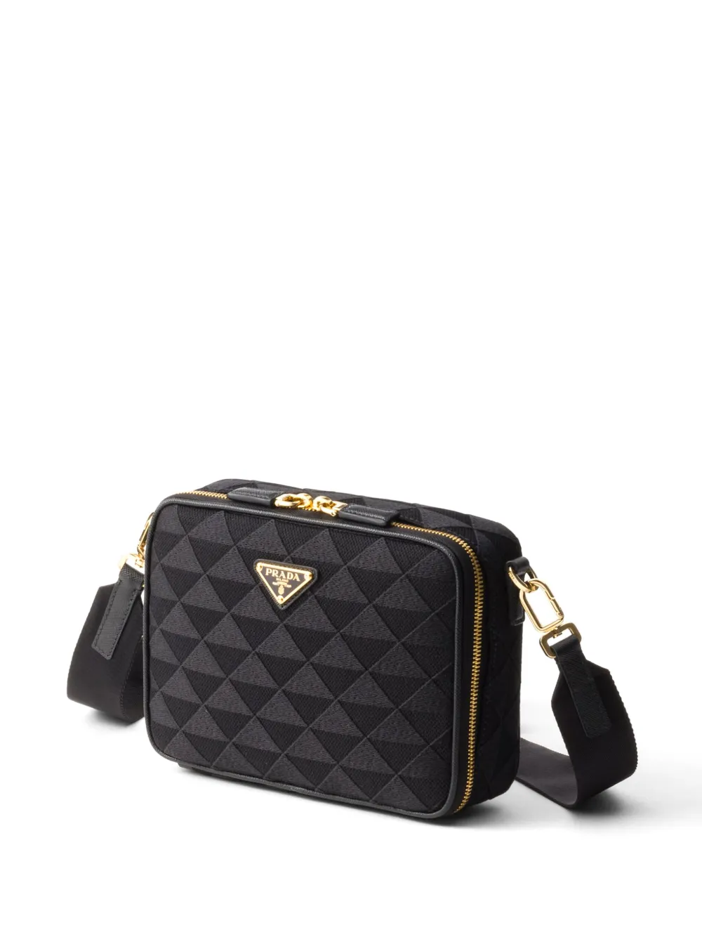 Prada Brique messengertas met driehoekig patroon Zwart