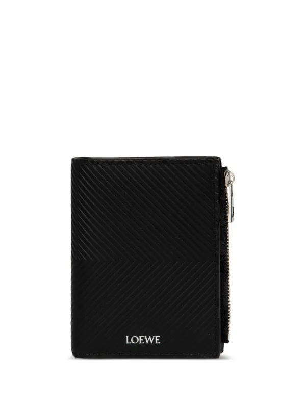Loewe Slim Compact Wallet in Textured Classic Calfskin in Black