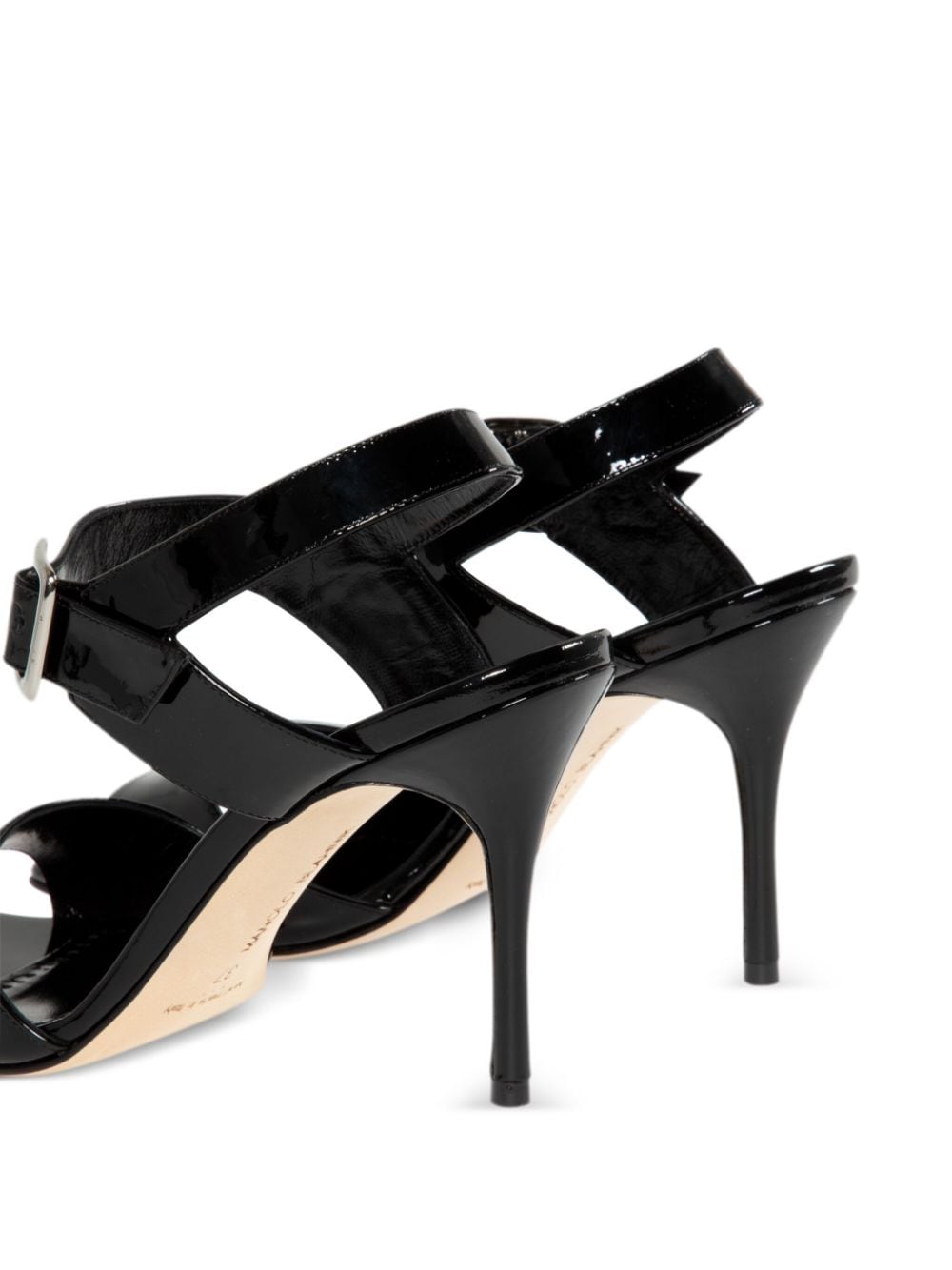 Shop Manolo Blahnik 90mm Leather Sandals In Black