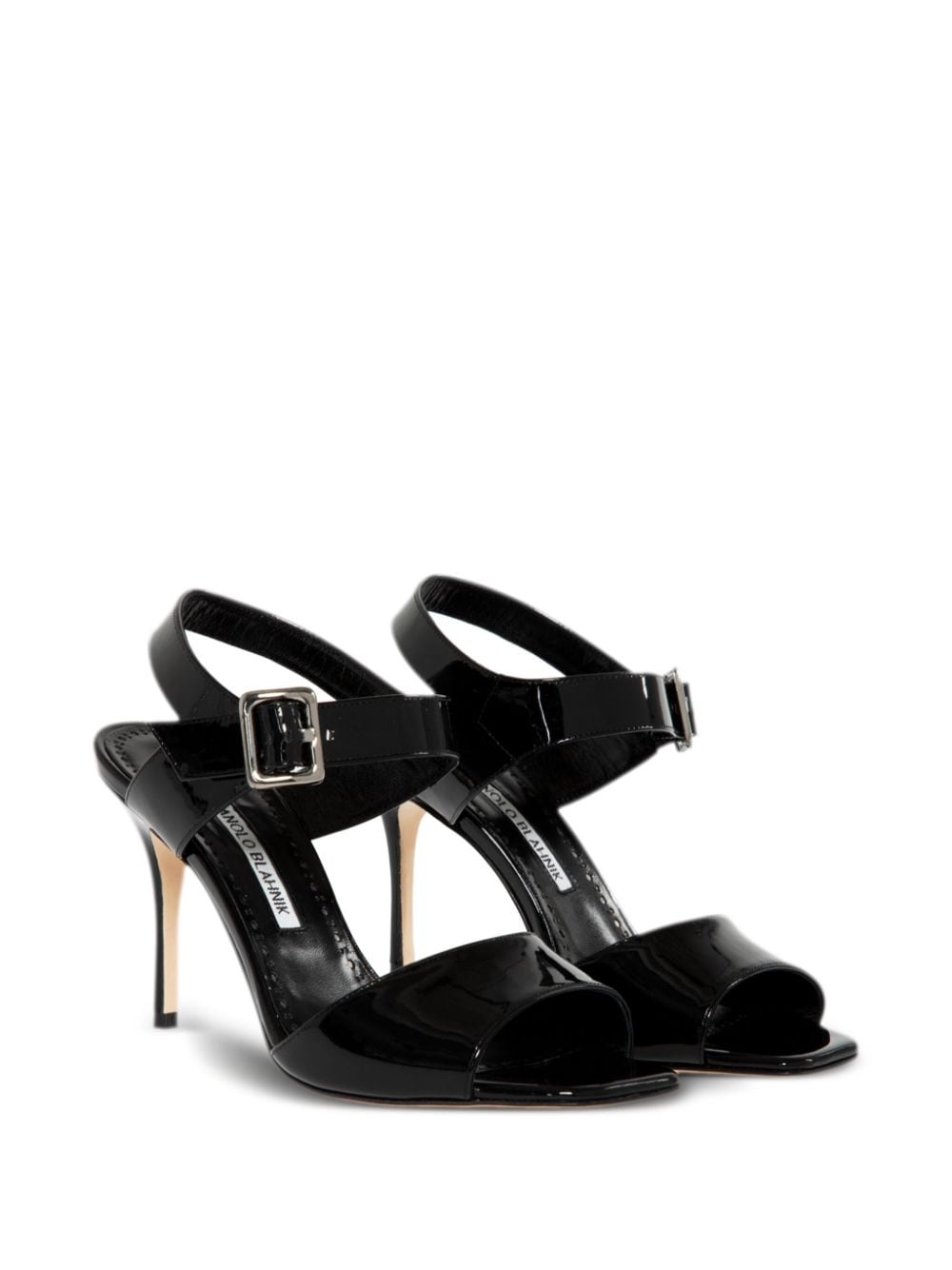 Manolo Blahnik 90 mm leren sandalen Zwart