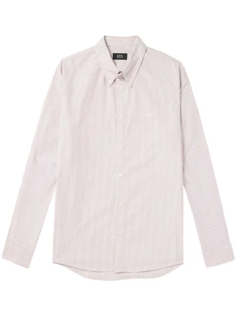 A.P.C. embroidered-logo striped shirt Men