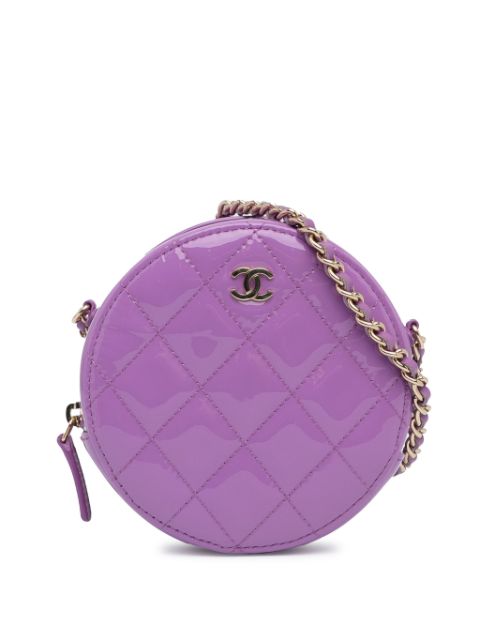 CHANEL 2019 CC Quilted Patent Round Clutch With Chain crossbody bag Women