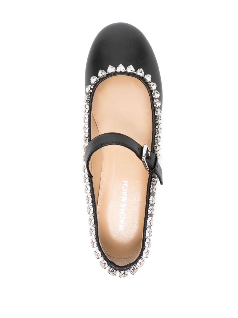 MACH & MACH crystal-detailed leather ballerinas Black