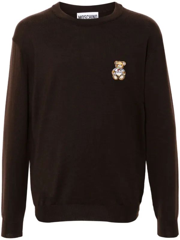 Moschino Teddy Bear patch Virgin Wool Jumper Brown FARFETCH PH