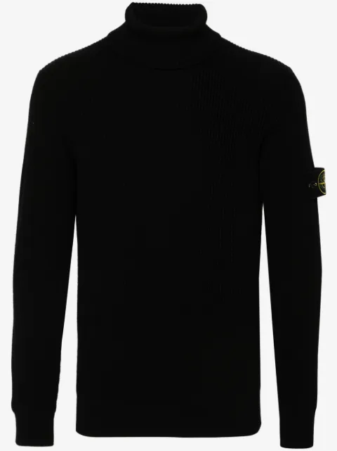 Stone Island suéter tejido de canalé con distintivo Compass