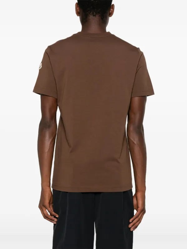 Moncler logo-patch Cotton T-shirt | Brown | FARFETCH Moncler logo-patch Cotton T-shirt | Brown | FARFETCH