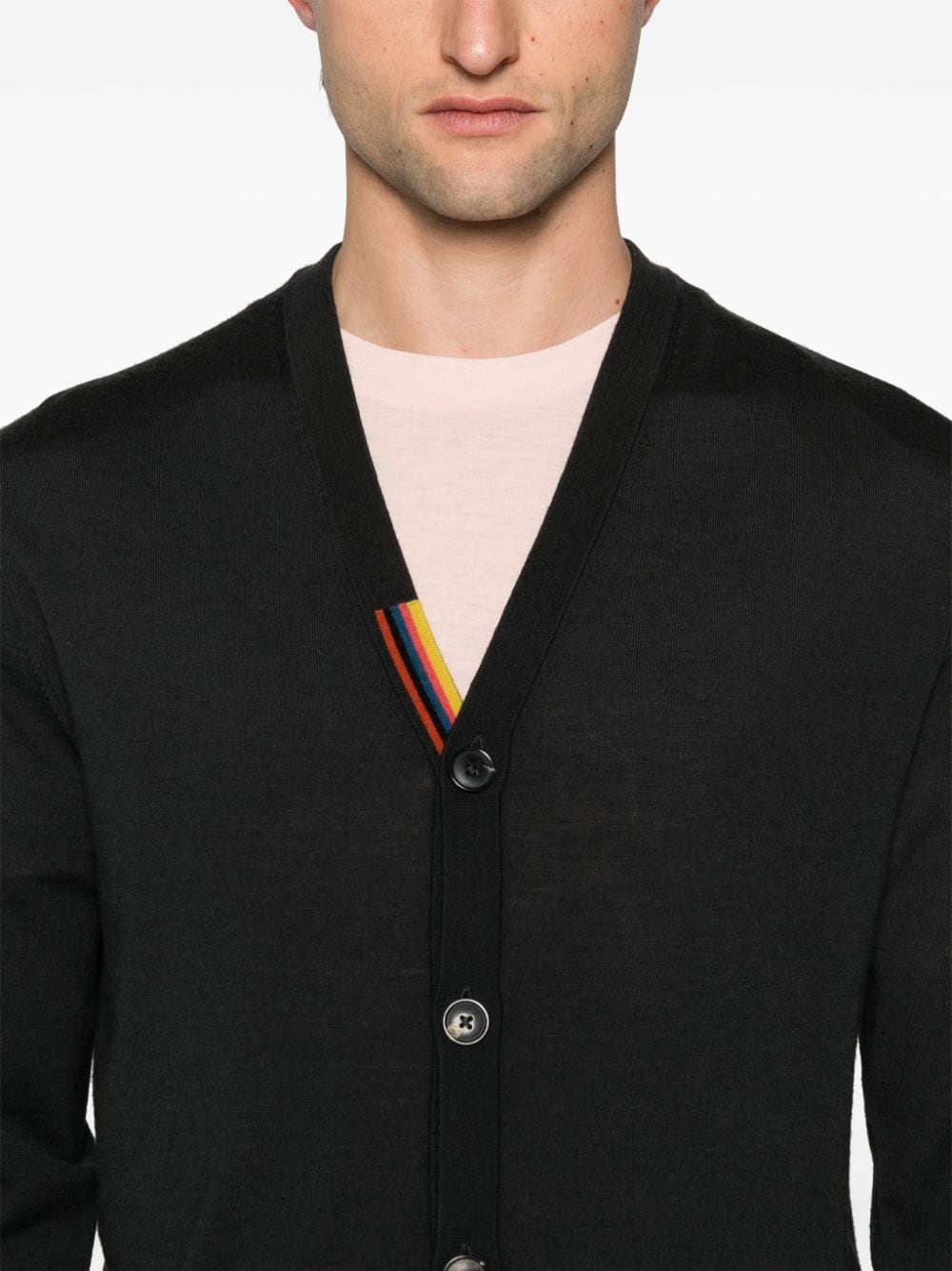 Shop Paul Smith V-neck Merino Cardigan In Grey