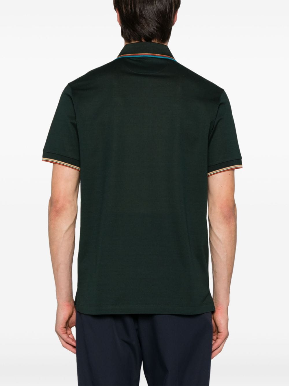 Shop Paul Smith Stripe-trim Cotton Polo Shirt In Green