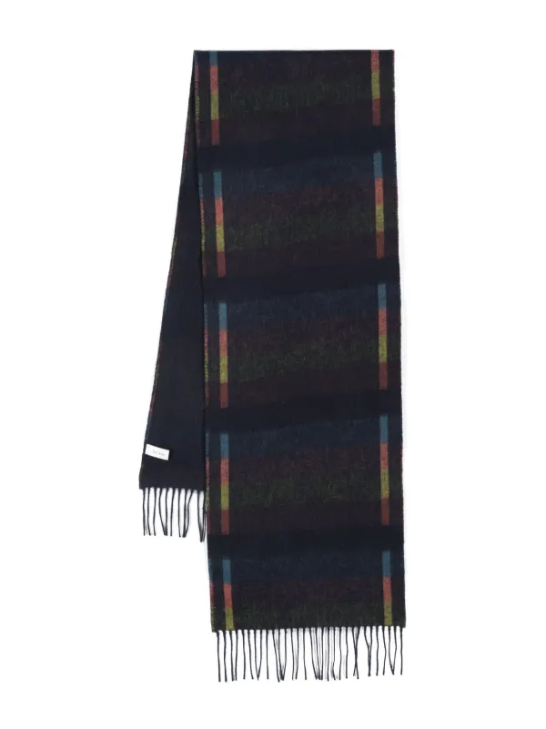 Paul Smith brushed wool Fringed Scarf Blue FARFETCH AO