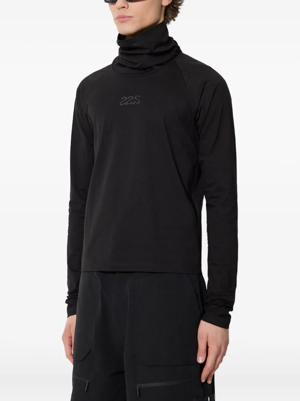 A.A. Spectrum T-shirt met hoge hals en raglan mouwen - Zwart