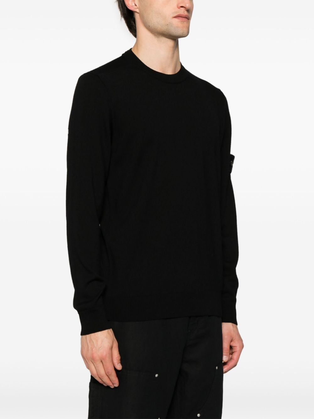 Shop Stone Island Compass-badge Wool Jumper In Black