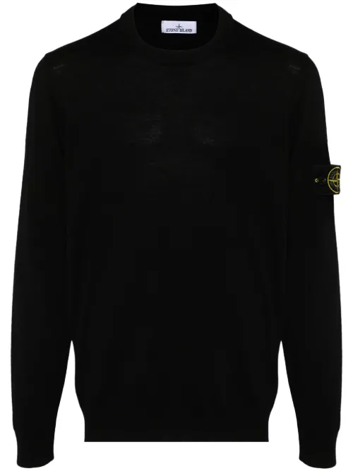 Pull en laine à patch logo - Stone Island - Modalova
