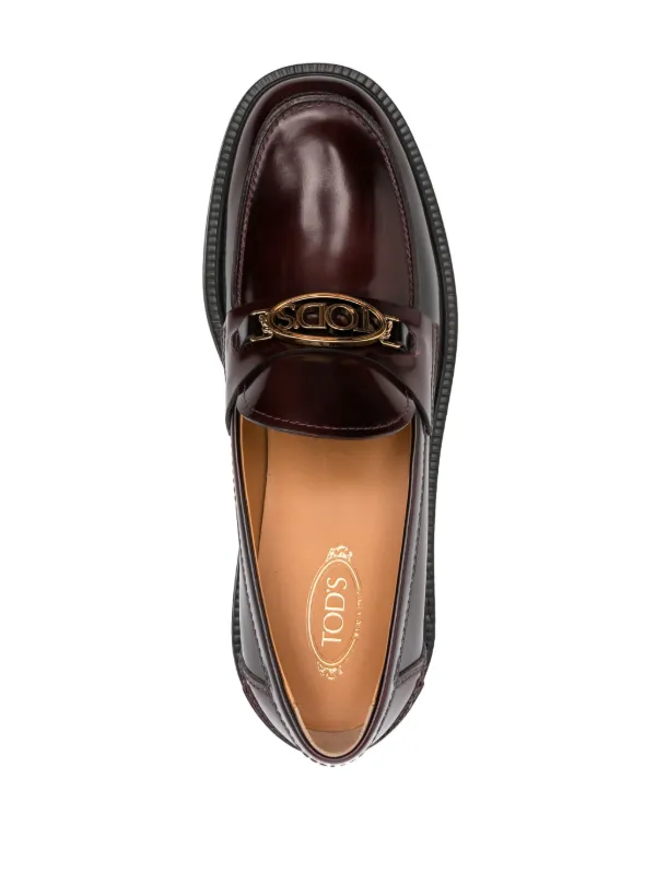 トッズローファー tod's ロゴ Tod s ロゴプレート ローファー レッド