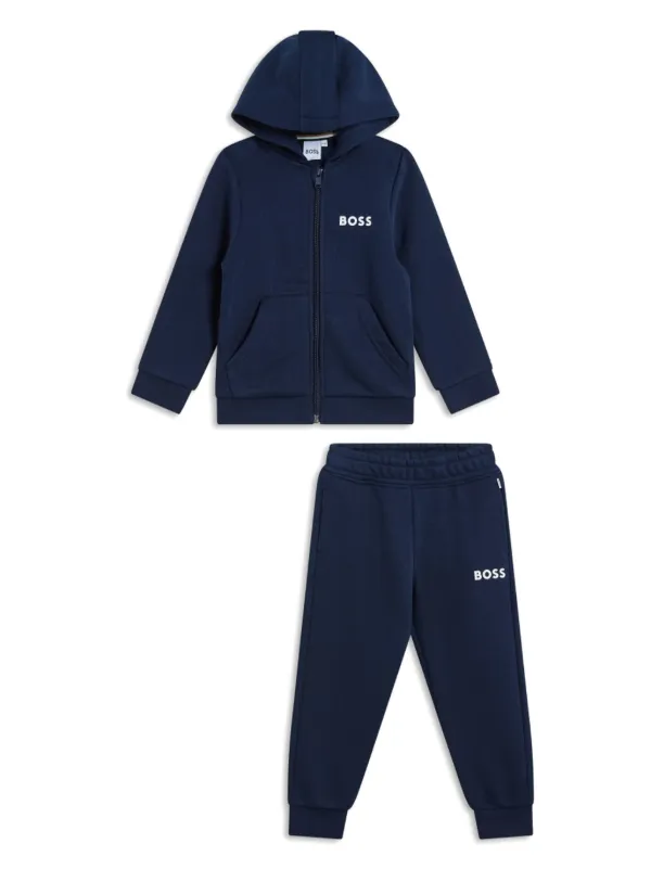 BOSS Kidswear logo-print Tracksuit Set | Blue | FARFETCH SG