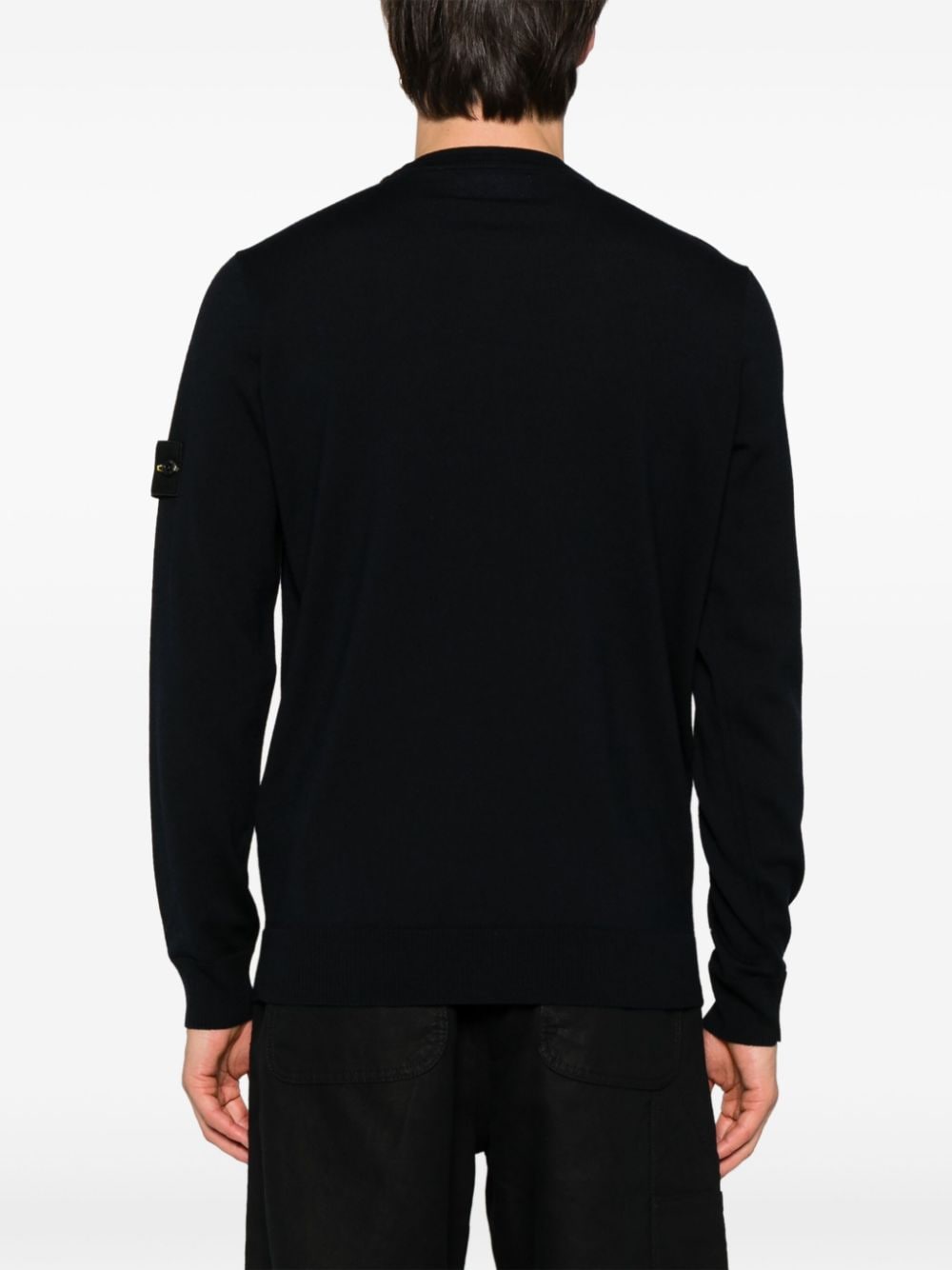 Shop Stone Island Compass-badge Fine-knit Jumper In Blue