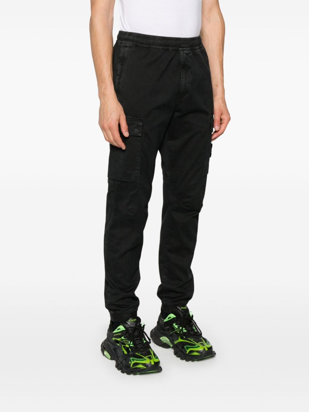 Shop Stone Island Compass-badge Cargo Pants In Black