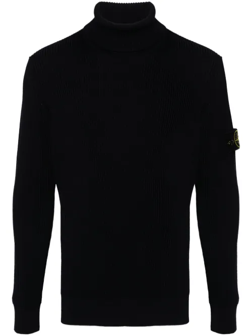 Pull en laine à patch logo - Stone Island - Modalova