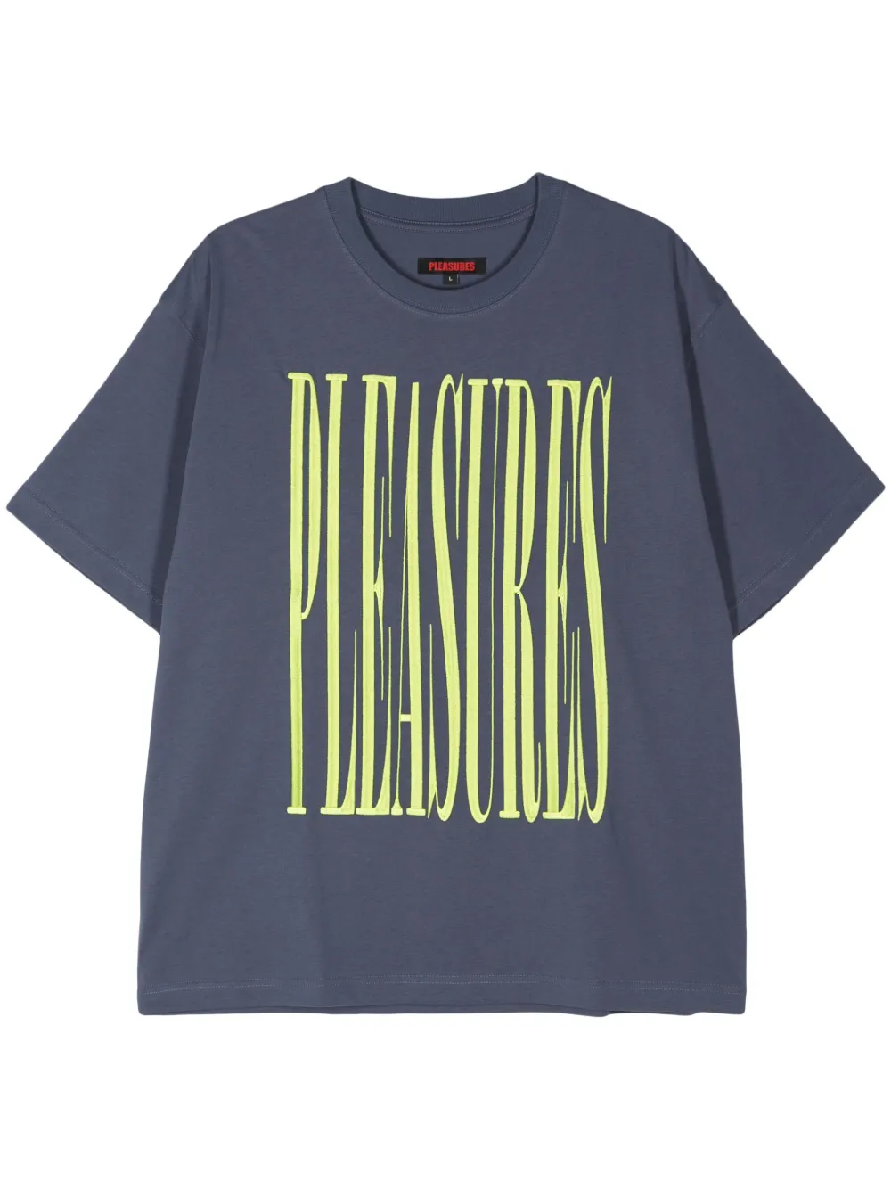 Pleasures Katoenen T-shirt met geborduurd logo Blauw