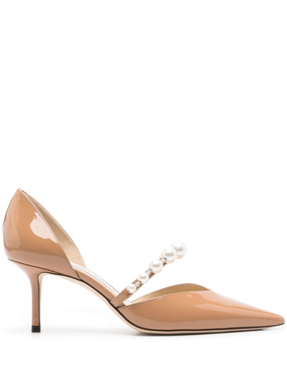 Shop Jimmy Choo Aurelie 65mm Leather Pumps In Biscuit/white