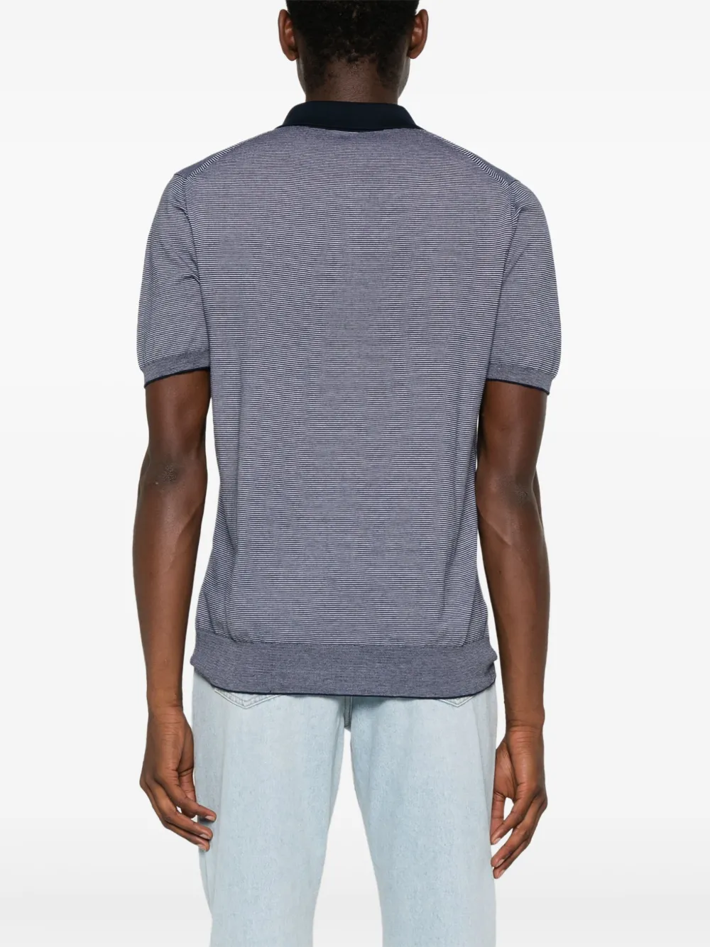 KITON STRIPED COTTON POLO SHIRT