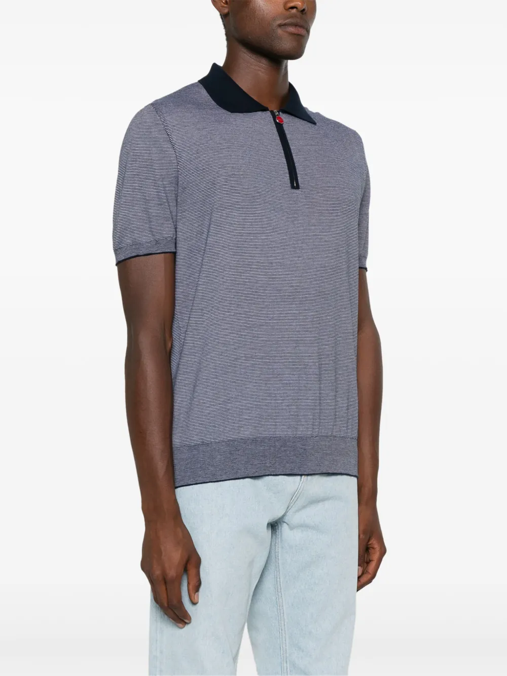 KITON STRIPED COTTON POLO SHIRT