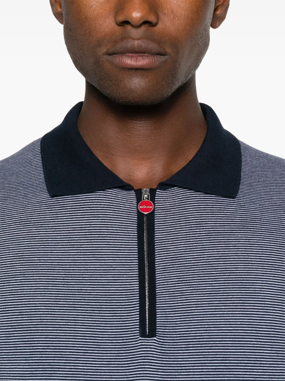 Shop Kiton Striped Cotton Polo Shirt In Blue