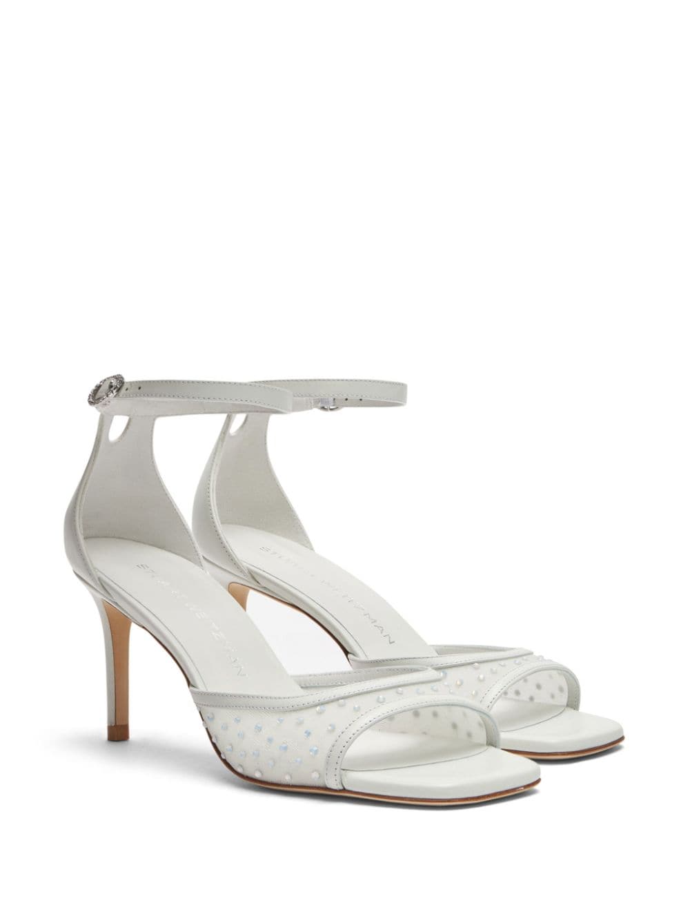 Stuart Weitzman 75mm Nudistia Crystal sandals - Wit