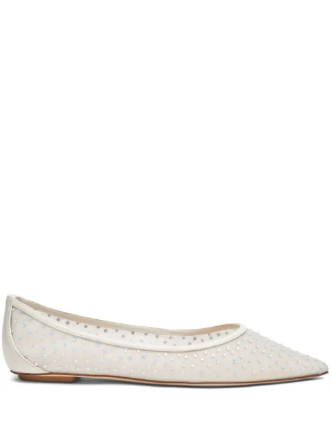 Stuart Weitzman Emilia mesh crystal-embelished ballerina shoes