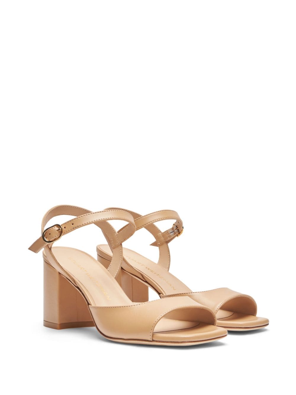 Shop Stuart Weitzman 75mm Tia Leather Sandals In Neutrals