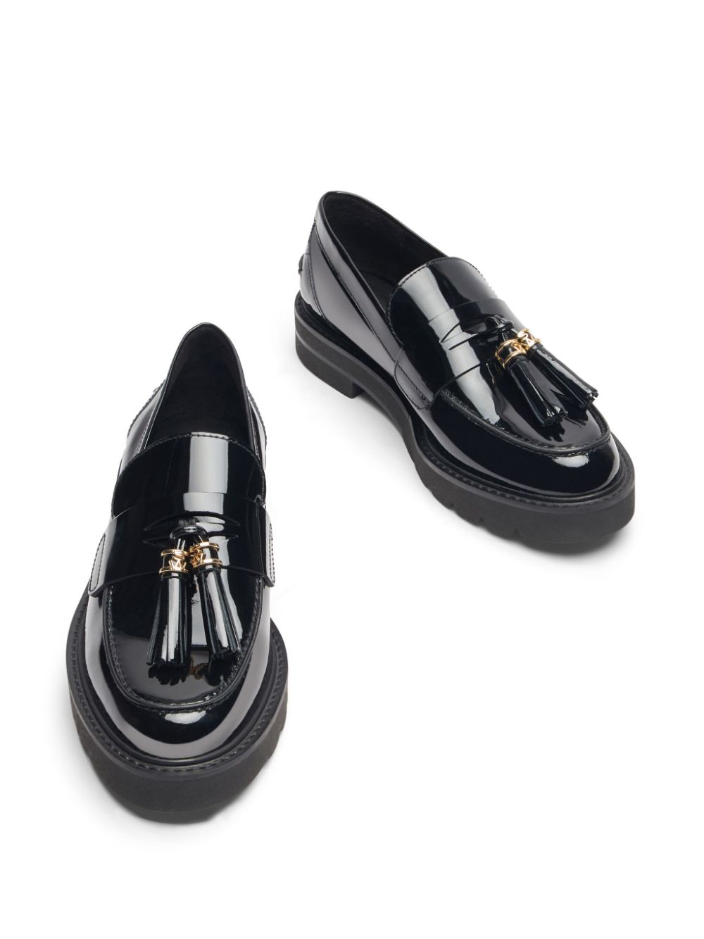 Shop Stuart Weitzman Parker Lift Loafers In Black