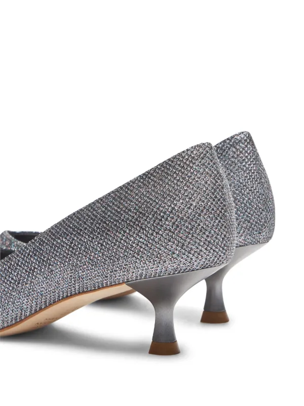 Stuart Weitzman Eva 35mm Glitter Pumps Silver FARFETCH IN