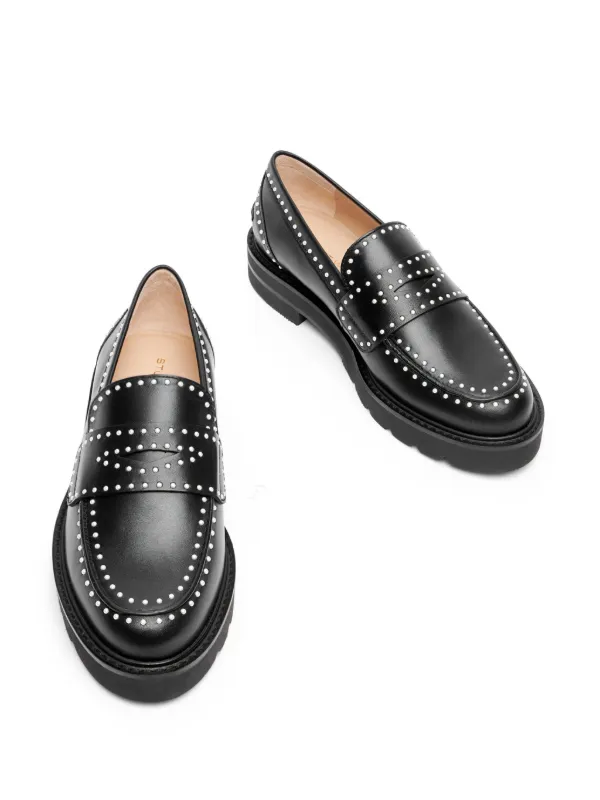 Stuart Weitzman Parker Lift Mini Pearl Loeafers | Black