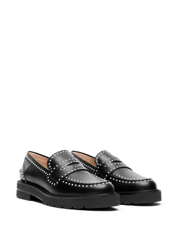 Stuart Weitzman Parker Lift Mini Pearl Loeafers | Black