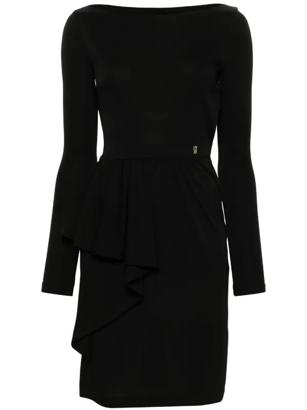 unique black and white dresses Sheer Lace Boat-Neck Mini Dress in Black - 10