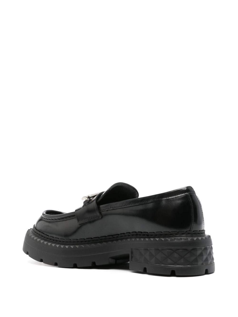 Shop Jimmy Choo Marlow Diamond Leather Loafers In Black