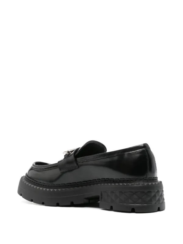 Jimmy Choo Marlow Diamond Leather Loafers | Black | FARFETCH