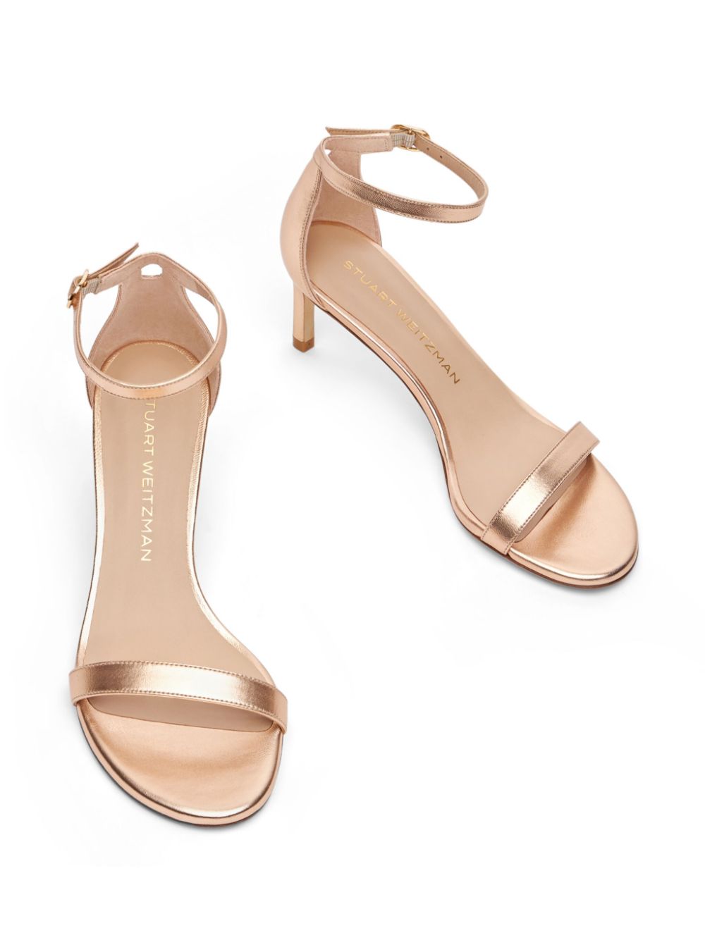 Stuart Weitzman 60 mm Nunakedstraight sandalen met metallic-effect Goud