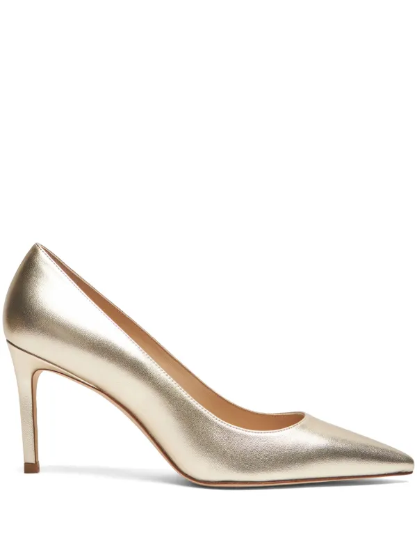 Stuart Weitzman Stuart 50mm Metallic Pumps Gold FARFETCH UK