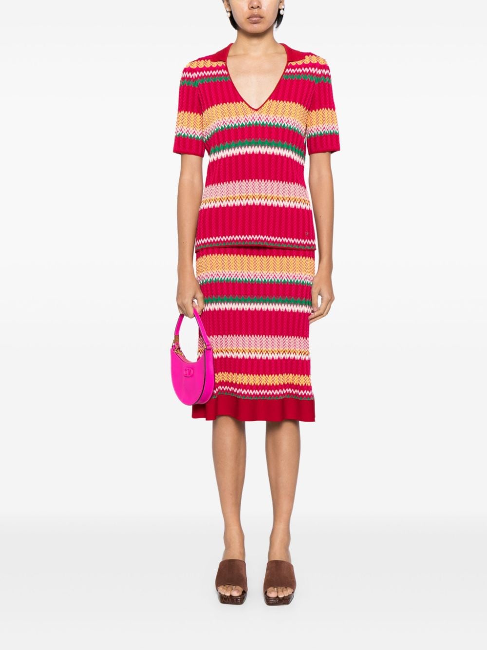 Carolina Herrera v-neck knit t-shirt - Roze
