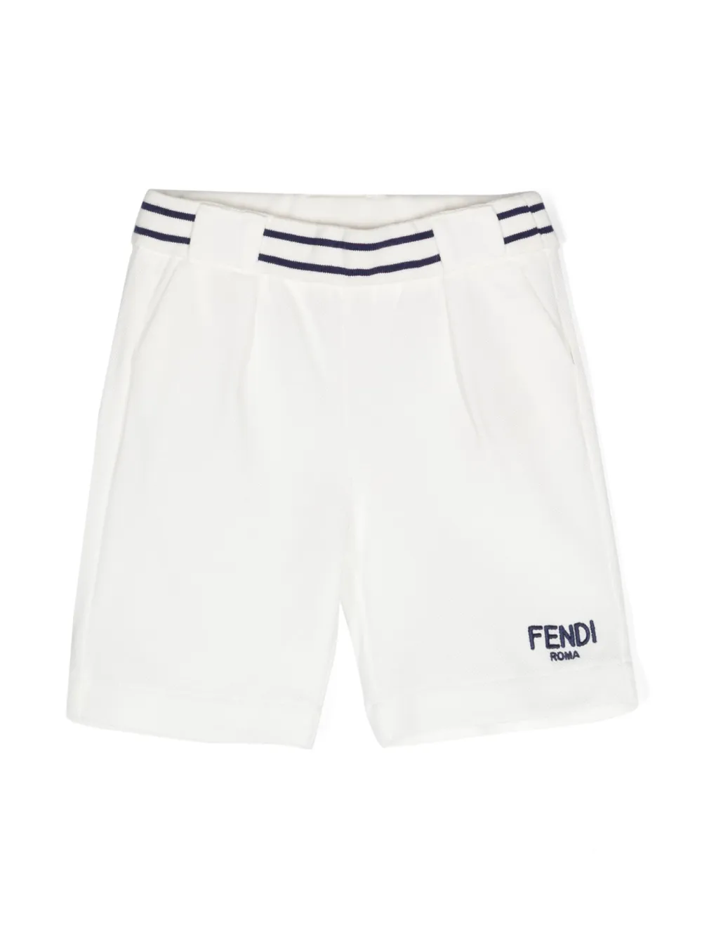 Fendi Kids Katoenen shorts met geborduurd logo Wit