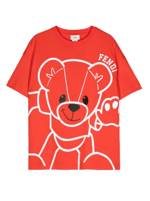 Fendi Kids teddy bear-print cotton T-shirt