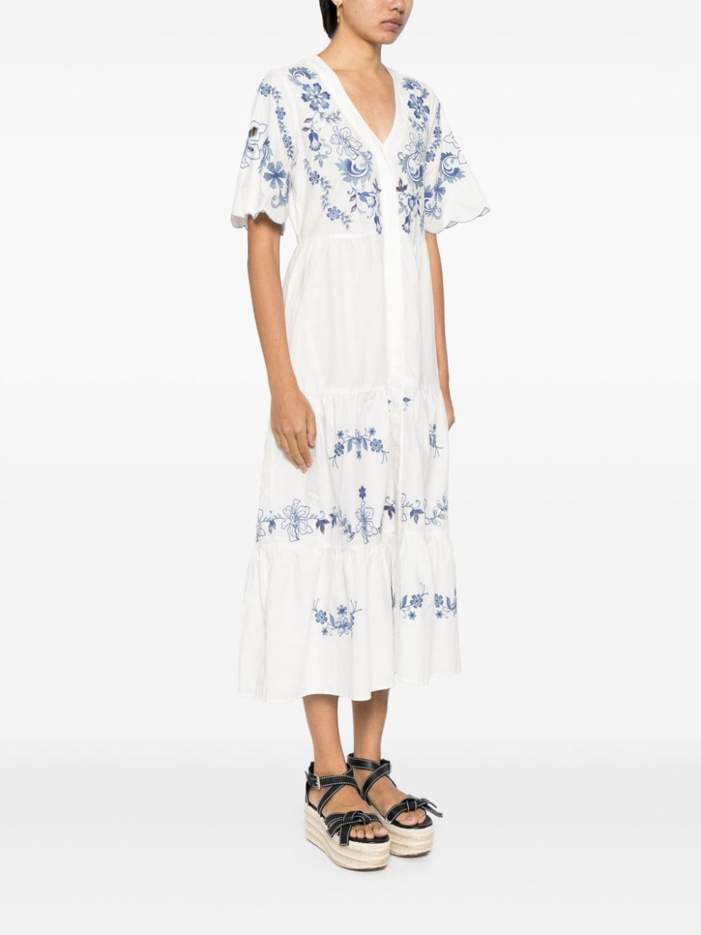 Shop Johnny Was Alegra Embroidered Dress In White